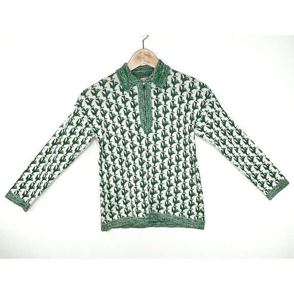 NWT Gucci Kids Half Zip Pullover Sweater In Green&White Size 6 - Picture 2 of 10